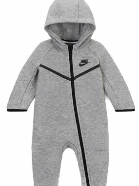 🆕 Nike Grey Hooded Kids Footie with Black Trim